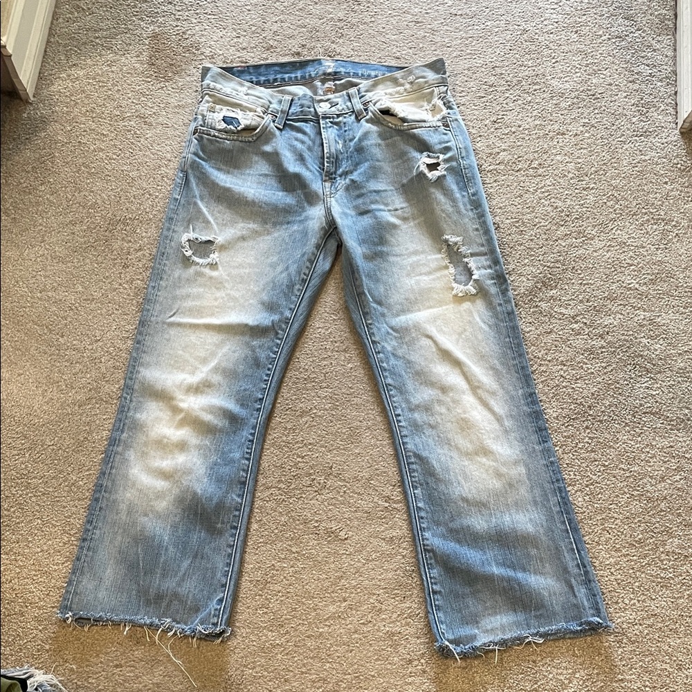7 For All Mankind Light Blue Distressed Jeans
